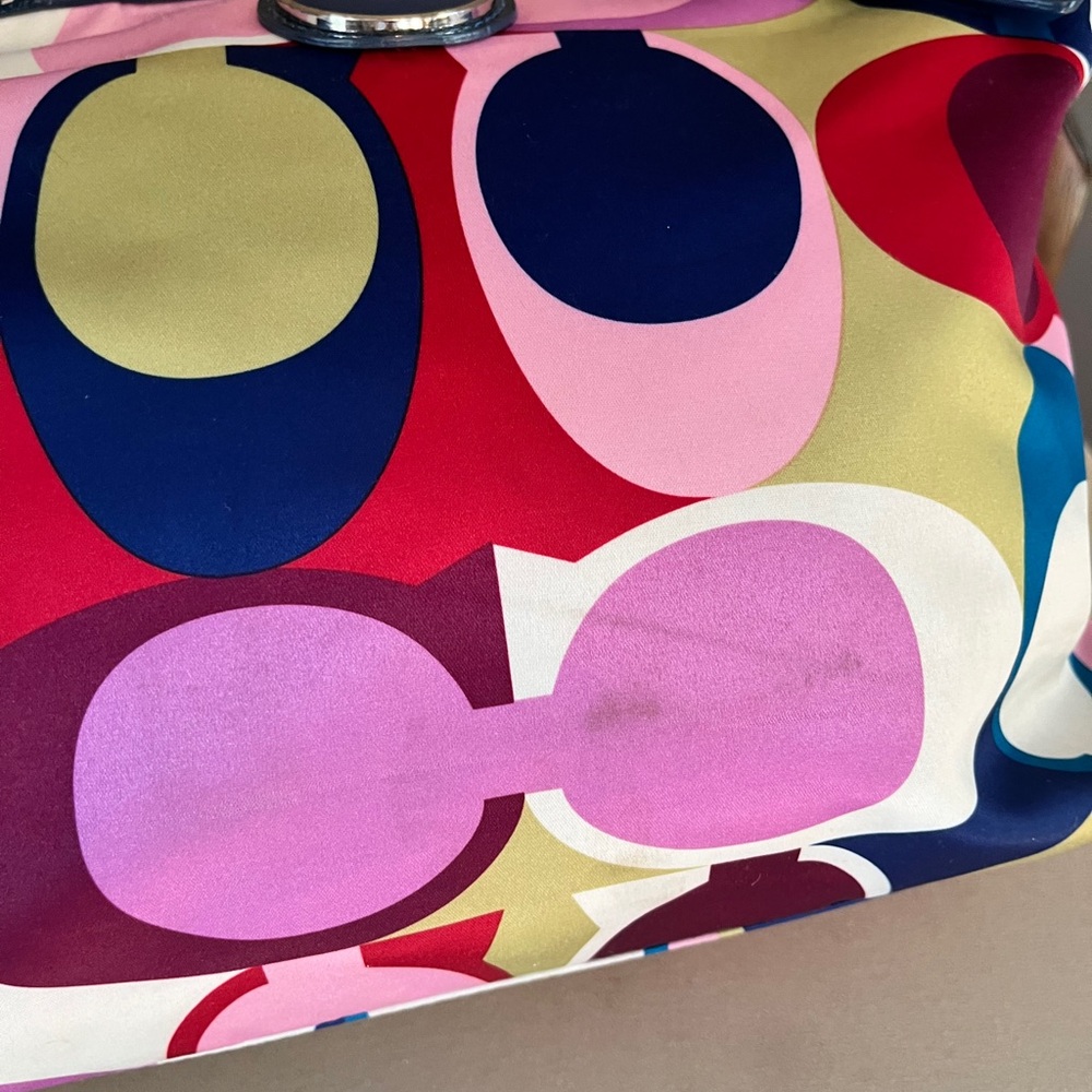 ✨Host Pick ✨ Coach Signature Multicolor Satin & Leather Tote & Bonus Belt Bag - Picture 11 of 17